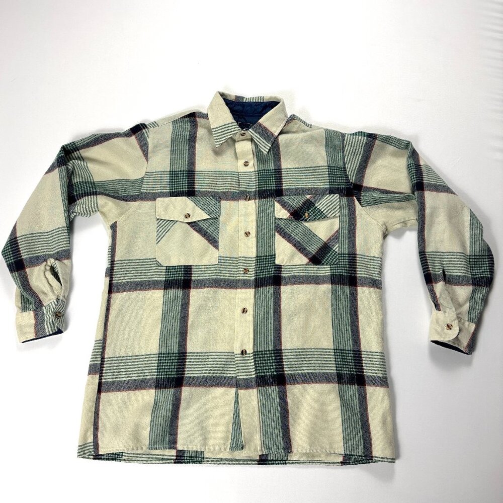 Vintage Back Packer Sportswear Mens Flannel Button Down Shirt Sz L Acrylic